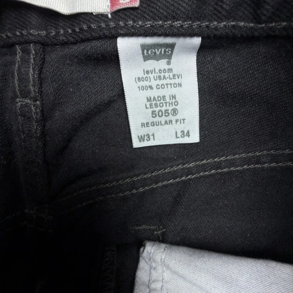 Levis 505 Regular Fit Straight‎ Leg Jeans Mens 31x34 Black NWT NOS Vintage